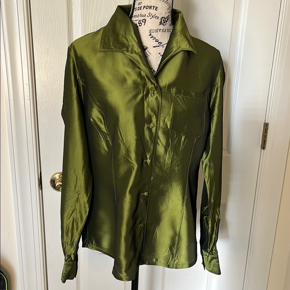 Dana B. and Karen Satin Button-Up Blouse